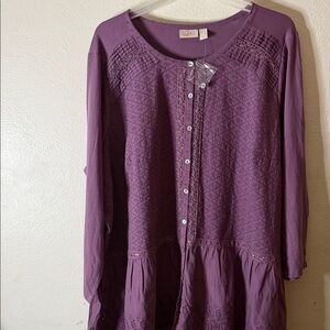 Logo Lavish cotton/modal Rich Purple Embroidered Blouse